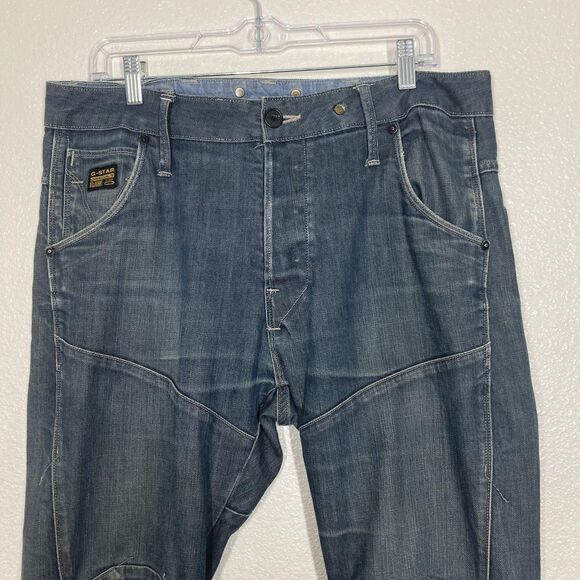 G-Star RAW Jeans Mens 32x32 Blue 3D Articulated Knee Button Fly Tapered - Picture 3 of 15
